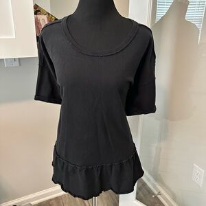 Torrid Black French Terry Crew Neck Peplum